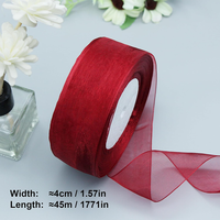 Ruban en organza transparent et soyeux de 1 pouce pour emballage cadeau, décorations de Noël, nœuds, couronnes de mariage et emballage général
