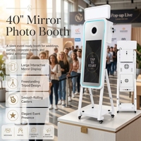 FTYVIEW Photomaton à impression instantanée de 40 pouces avec éclairage LED, design portable pour événements et mariages, compatible avec les appareils photo et les smartphones