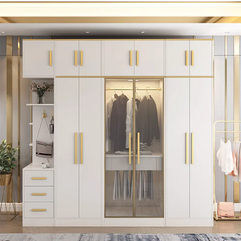 Durable Bedroom Furniture Clothes Combination Cupboards Border Modern Closet Organizer Wooden Cabinet Wardrobes