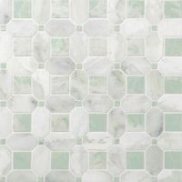 Chine Foshan haute qualité vert et blanc motif irrégulier octogone jet d'eau marbre mosaïque carreaux de mur et de sol