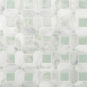 Trung Quốc Phật sơn chất lượng cao màu xanh lá cây và trắng mô hình bất thường <span class=keywords><strong>Octagon</strong></span> máy bay phản lực nước đá cẩm thạch khảm tường và gạch lát sàn - Product Image 4