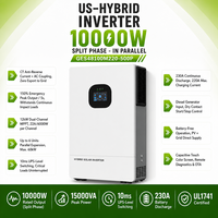 Onduleur solaire hybride biphasé empilable 10000W, norme américaine, machine complète en parallèle pour les petites entreprises solaires