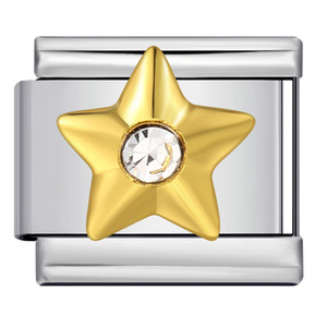 Charm 3D in Acciaio Inossidabile Bicolore con Cristalli e Strass, Forme Italiane: Cuore, Elefante, Stella, Ala, Zampa, 9mm, per <span class=keywords><strong>Bracciali</strong></span> Nomination - Product Image 3