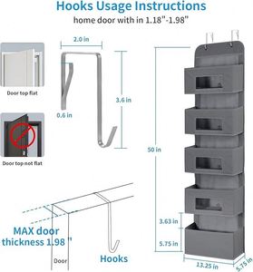 5-<b>Shelf</b> Over the Door Hanging Organizer with 2 Metal <b>Hooks</b> Shoes Organizer - Product Image 2
