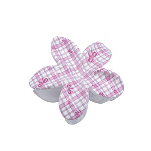 Pinzas para el pelo con estampado UV de plumeria a cuadros, de plástico PS, florales, antideslizantes, para mujeres y niñas - Product Image 6