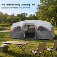 Tente tunnel pour 5 à 8 personnes, camping familial, double couche, imperméable, installation rapide, abri extérieur portable, fenêtres en maille pour les voyages en camping-car