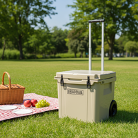 Glacière rotomoulée à roulettes 45QT, maintien de la glace pendant 5 jours, avec ouvre-bouteille et porte-gobelet pour barbecue