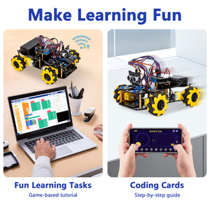 ACEBOTT OEM/ODM Kit de démarrage pour <span class=keywords><strong>voiture</strong></span> intelligente pour l'apprentissage des enfants ESP32 4WD Mecanum Wheel Set Robotics pour <span class=keywords><strong>Arduino</strong></span> - Product Image 4