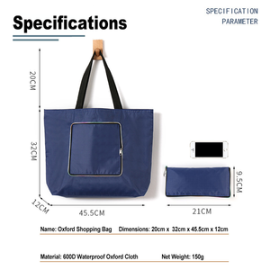 IDEA GIFT Bolsa de compras reutilizable logo Bolsas de compras impresas para supermercado Bolsa de mano impermeable Oxford plegable para mujer - Product Image 4