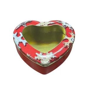 Unieke Producten Metalen Liefde Hartvormige Chocolade Blikken Doos Verpakking Valentines Feest Hartvormige Geschenkdoos Met Bloem Voor Koekje