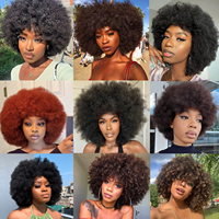 Perruque Courte Afro Frisée Crépue de 14 Pouces pour Femmes Noires, Synthétique Haute Densité, Résistante à la Chaleur, Sans Colle, Faite à la Machine, Vente en Gros, 130g