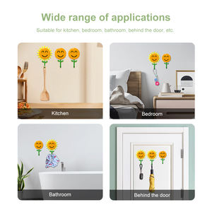 Bunga matahari lengket cangkir hisap kait plastik dinding dipasang tunggal ruang tamu dapur pintu bunga matahari kait - Product Image 3