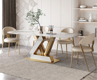 Ensemble de Table à manger en acier inoxydable, pieds de luxe, pierre, marbre, Table de Restaurant, 6, 8, 10 chaises, vente en gros