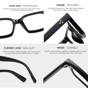 Gafas Personalizadas Clásicas con Montura Gruesa Cuadrada y Lentes Transparentes para Mujer y Hombre sin Prescripción - Product Image 4