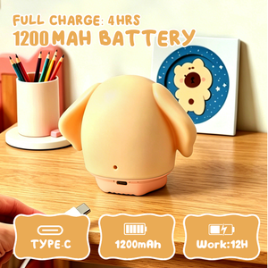 Cute Dog Shape Silicone <b>Night</b> <b>Light</b> Warm White LED Rechargeable USB Kids Room Lamp Tap Control Anti-Glare No Blue <b>Light</b> - Product Image 5