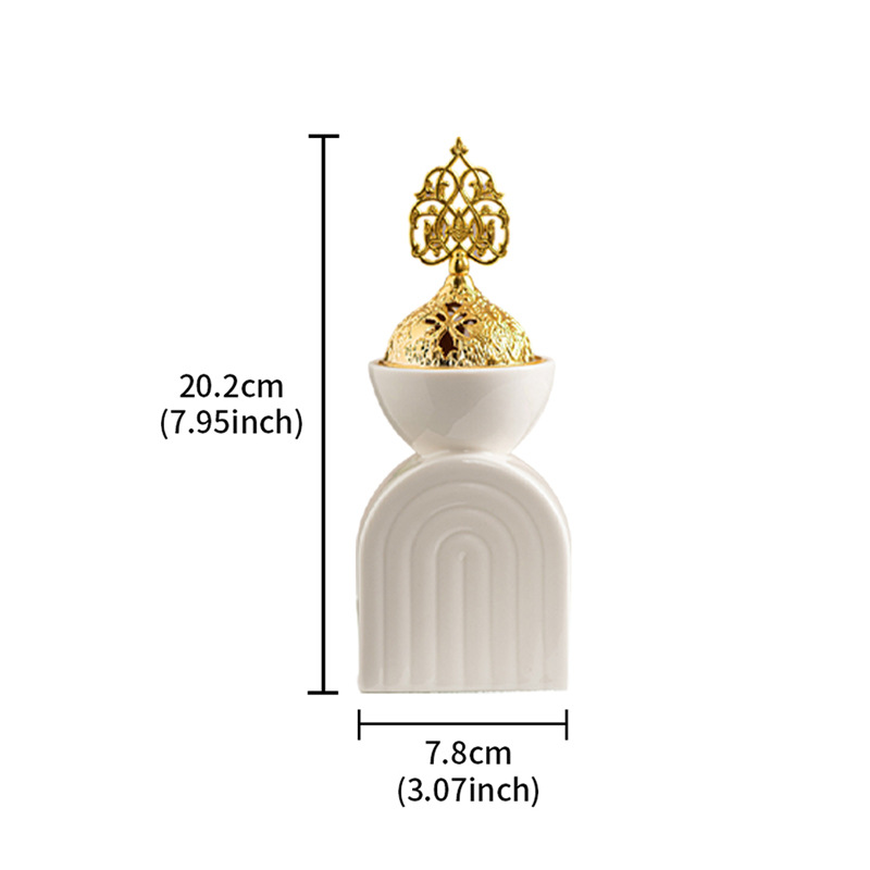 Bruciatore d'incenso a forma di grande albero arcuato con copertura - bianco