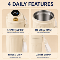 Tasse à café en acier inoxydable 316 avec écran tactile et affichage de la température, 450 ml, double paroi, à boire directement, large ouverture, coffret cadeau pour le bureau
