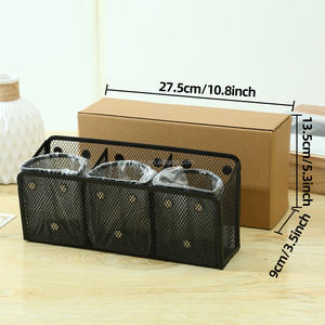 Organisateur de bureau magnétique en métal robuste avec <span class=keywords><strong>3</strong></span> paniers, support à crayons, accessoires pour tableau carré et casier de réfrigérateur - Vente en gros - Product Image 4