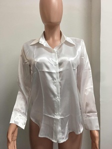 Long Sleeve <b>Satin</b> Draped Cool Solid Color Shirt Women's Casual <b>Blouse</b> Tops Fashion - Product Image 6