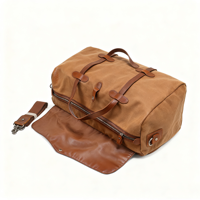 Sac fourre-tout en toile cirée imperméable de grande capacité avec fermeture à glissière à sangle en cuir à la mode Logo personnalisé Weekender pour le voyage