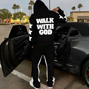 New Arrival Designer Tracksuit <strong>Custom</strong> Pullover Oversized Hoodie &amp; Pants 2 Piece Tracksuit Face Screen Printing Sweatsuits Men - Product Image 1