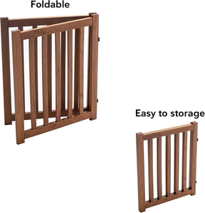 2-Panel Wooden Free Standing Foldable Dog <b>Gate</b> Indoor – Solid Hardwood 24" High, Step-Over Safety <b>Pet</b> <b>Gate</b> for Doorways - Product Image 3