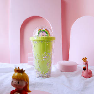 Bonitos regalos para niños, tapa de cúpula de arcoíris, acrílica de plástico reutilizable taza para beber, taza de paja de gran capacidad a la moda, capa de doble pared - Product Image 6