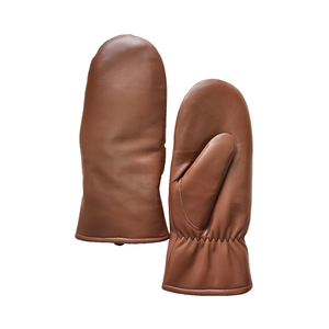 Cognac extérieur coupe-vent Super chaud véritable cisaillement fourrure d'agneau doublé vraie peau de <span class=keywords><strong>mouton</strong></span> <span class=keywords><strong>mitaine</strong></span> longue robe gants en cuir pour les femmes - Product Image 4