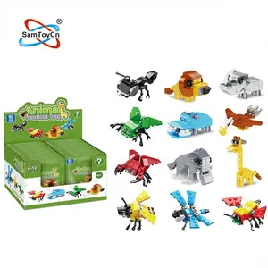 24 PCS 12 kinds 6 IN 1 Animal Random Bag Building Blocks Blind Box