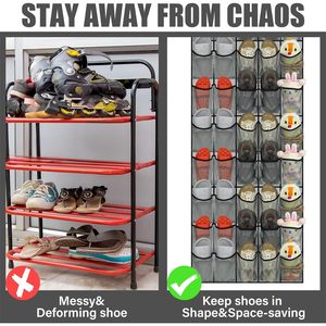 Organisateur de chaussures à suspendre sur la porte, 40 poches, en maille grise, grande capacité de rangement pour chaussures derrière la porte - Product Image 3