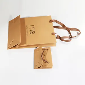사용자 정의 로고 선물 중국 쇼핑 갈색 크래프트 종이 가방 로고