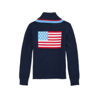 Großhandel Custom Langarm V-Ausschnitt Marineblau Button up Unisex Varsity Intarsia Baumwolle Damen Strickjacke