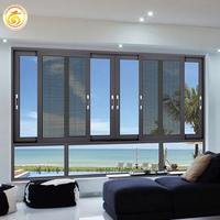 Ventana Corredera de Vidrio con Rotura de Puente Térmico Personalizada, Ventana de Aluminio Resistente a Huracanes