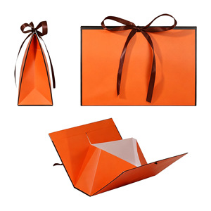 High-end Rigid Box with Embossing Art <b>Paper</b> for Silk Scarves Lipsticks Cosmetics Featuring Ribbon Closure Customizable Design - Product Image 4