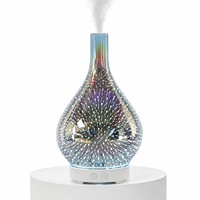 Difusor de Aroma Ultrasónico Silencioso con 7 Luces LED para Dormitorio, Florero de Vidrio con Diseño de Fuegos Artificiales 3D de 100ml, Venta al por Mayor