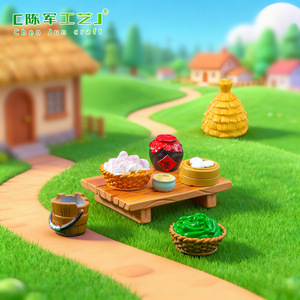 Accessoires pour micro-paysages Weij : pots à vin, bols, paquets de foin, seaux à eau en bois, piments, <span class=keywords><strong>ail</strong></span>, paniers, stea - Product Image 3
