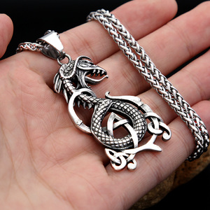 Yunnique – collier Viking Dragon pour hommes, pendentif en acier inoxydable, forme animale, bijoux cadeau - Product Image 4