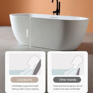 Baignoire autoportante en surface solide, texture ardoise bleue, pour usage domestique et hôtelier, pour adultes - Product Image 5