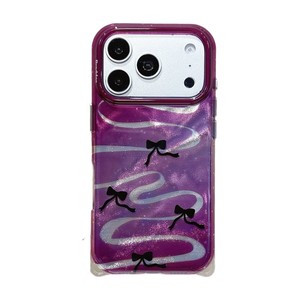Fashion laser glassy glitter IMD purple bowknot girls mobile <b>phone</b> case for iPhone 15 16 17 pro max shockproof protect cover - Product Image 5