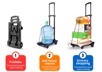 BAOYU chariot à main pliable à 4 roues, chariot utilitaire pliable en plastique, chariot à main