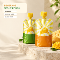Pochette à bec verseur personnalisée et durable pour yaourt, fromage, boisson, avec bouchon à vis, pour emballage de jus de mangue, de citron vert, de produits laitiers et d'aliments pour animaux de compagnie