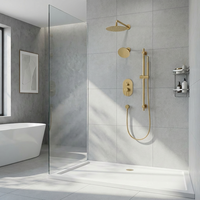 Ensemble de robinetterie de douche luxueux, système de douche mural en or brossé, pomme de douche de 10 pouces avec pomme de douche murale de 6 pouces