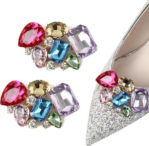 Clips para zapatos para mujer, broche decorativo de cristal multicolor brillante, accesorios para tacones, adornos con clip brillante para zapatos - Product Image 1