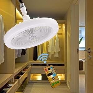Ventilateur de plafond LED moderne avec lumière et télécommande, 3 couleurs à intensité variable, rotatif à 360°, idéal pour chambre et hôtel, avec douille E27 - Meilleure vente - Product Image 2