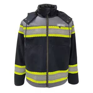 Blouson de sécurité réfléchissant haute visibilité imperméable pour le travail Doublure polaire zippée Fond noir Fond noir - Product Image 2