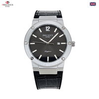 Montre à quartz pour homme PRECIOUS DUKE, marque britannique, étanche à 3 bars, boîtier en alliage de zinc, lunette à vis, bracelet en cuir, tendance