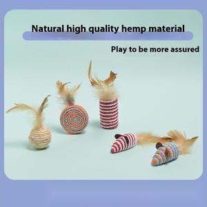 Jouet pour chat Runpin Wx-0027 sept pièces ensemble de jouets pour chat à plumes Sisal interactif grignotage grinçant chat jouets fournitures pour animaux de compagnie - Product Image 4