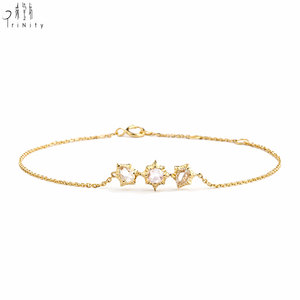 Nueva Colección de Alta Calidad, Brazalete de Oro Amarillo Sólido de 18K con Diseño de Tres Diamantes Vintage, Diamantes Naturales para Mujer, Ideal para Fiestas y Eventos - Product Image 1