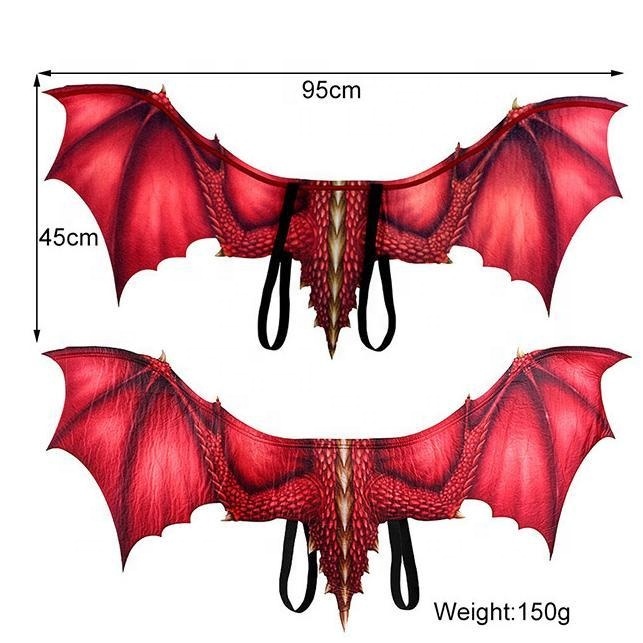 MMSS Blue Dragon Wings Costume Prop - 46x90cm Non-Woven Fabric, Elastic Straps, Halloween Carnival Cosplay - View #7