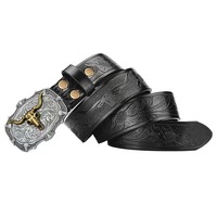 Motif rétro pour homme, tête de taureau à longues cornes, noir et or, en alliage, imprimé par transfert thermique, gaufré, style western américain élégant